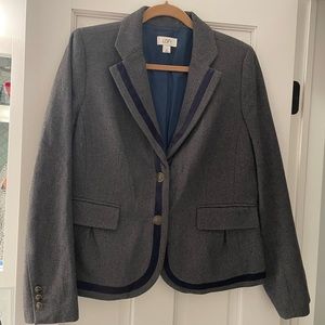 LOFT Size 12 wool blazer, charcoal with navy blue accent